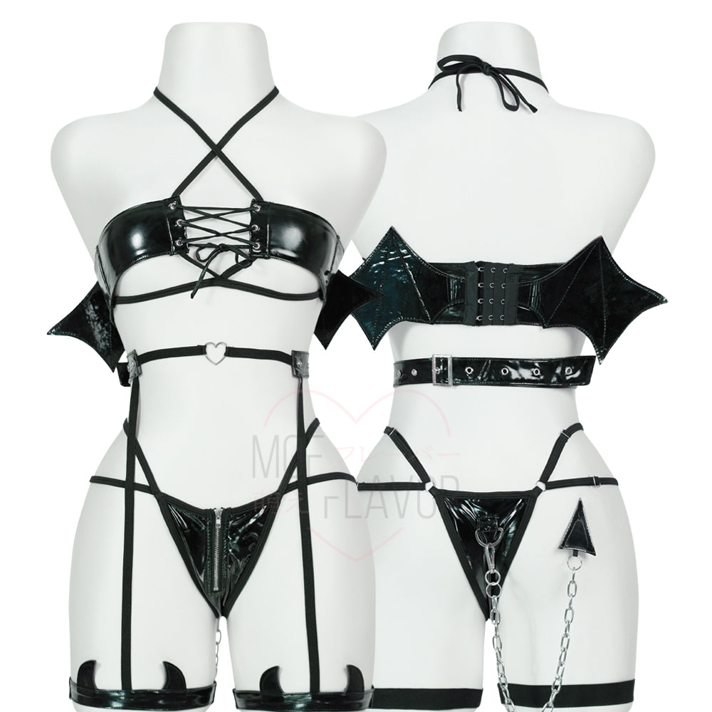 Japanese Kawaii Halloween Cosplay Hell Rider Succubus Black Lingerie –  MOEFLAVOR INTL