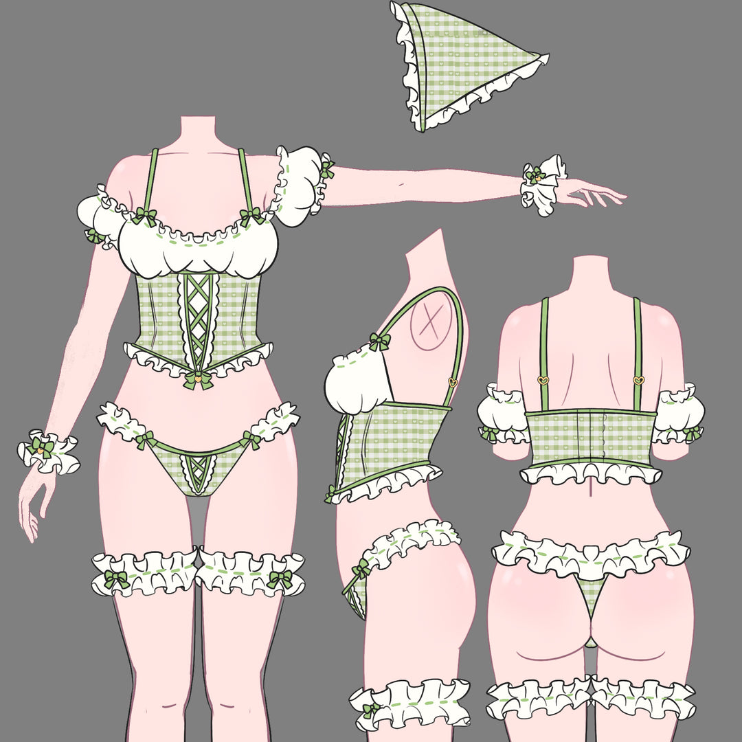 Pre-Order Cottage Maiden Checkered Ruffle Lingerie