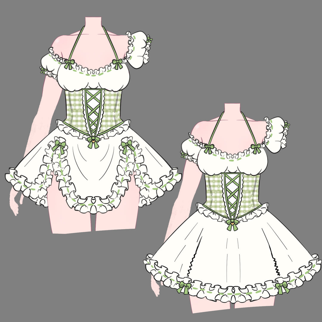 Pre-Order Cottage Maiden Checkered Ruffle Dress