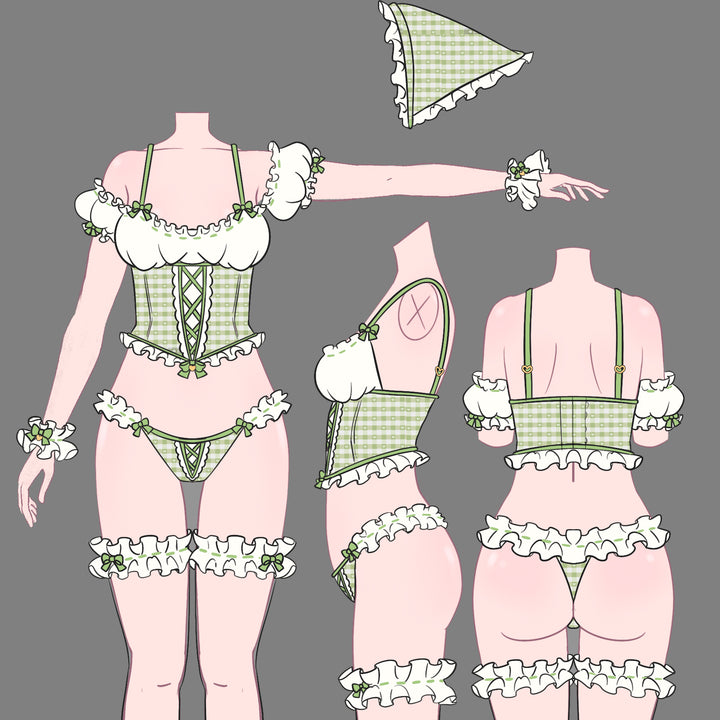 Pre-Order Cottage Maiden Checkered Ruffle Lingerie