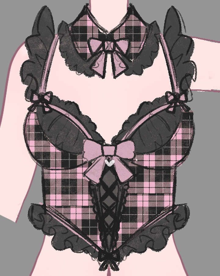 Gloomy Bear Jirai Kei Plaid Corset Top/Underwear