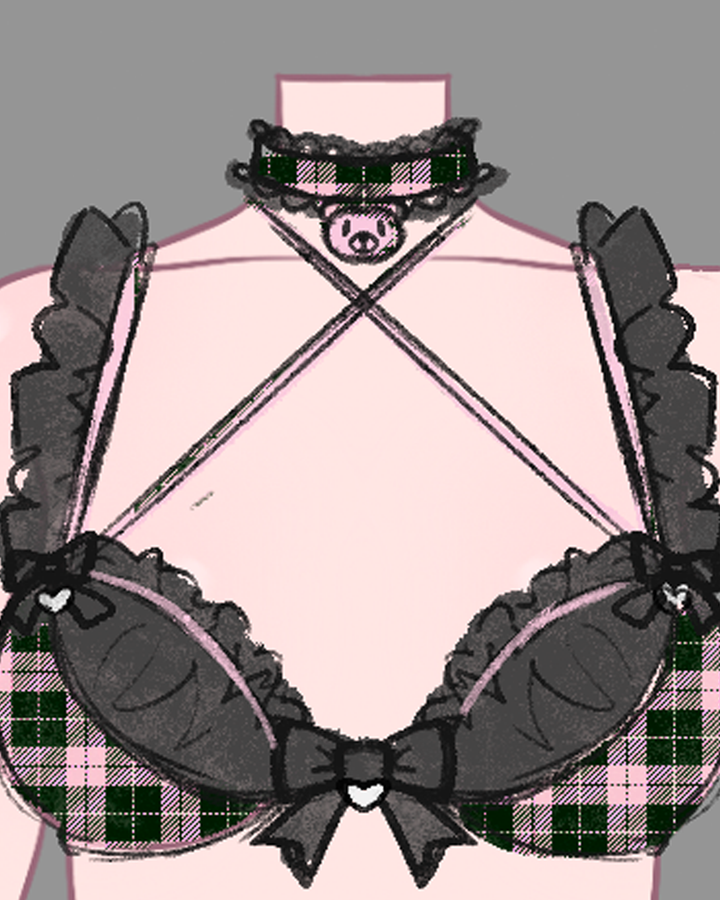 Gloomy Bear Jirai Kei Plaid Top/Waist and Underwear