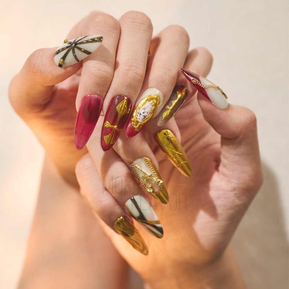 Gold Drip Nun Press On Nails