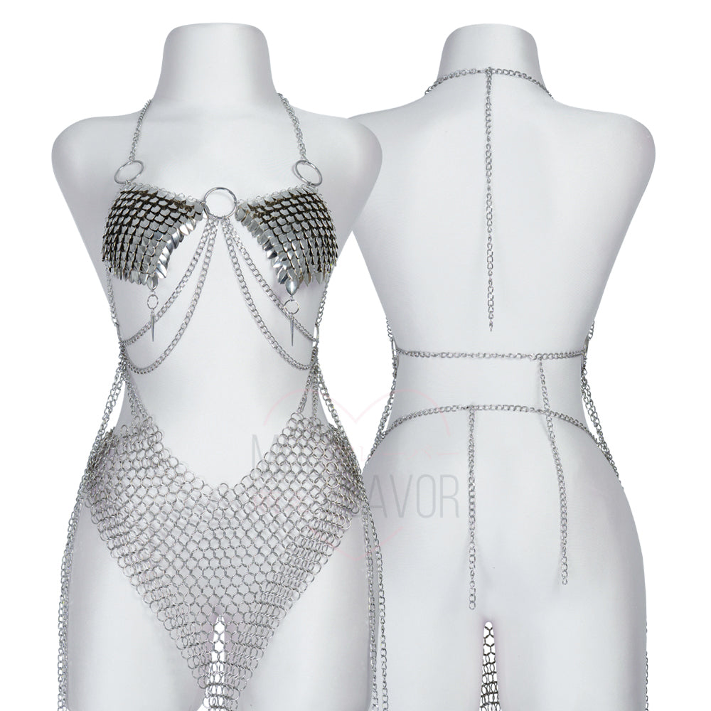 Iron Maiden Top / Skirt Steel Chainmail Scalemail - MOEFLAVOR - INTL 