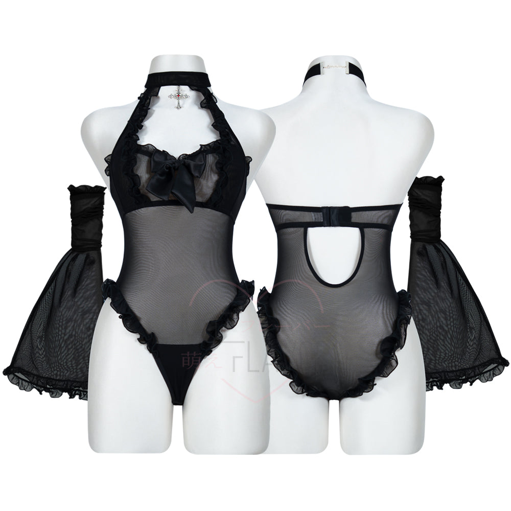 Widow’s Veil Mesh Lingerie Bodysuit