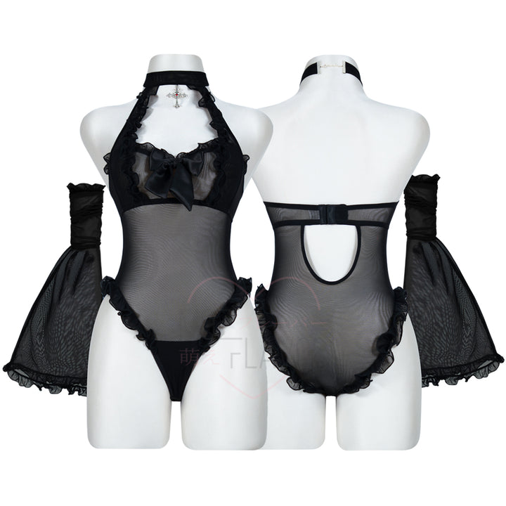 Widow’s Veil Mesh Lingerie Bodysuit