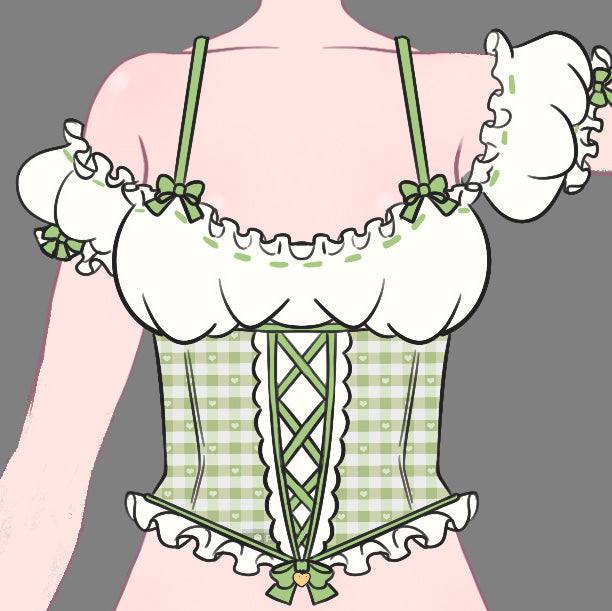 Pre-Order Cottage Maiden Checkered Ruffle Lingerie