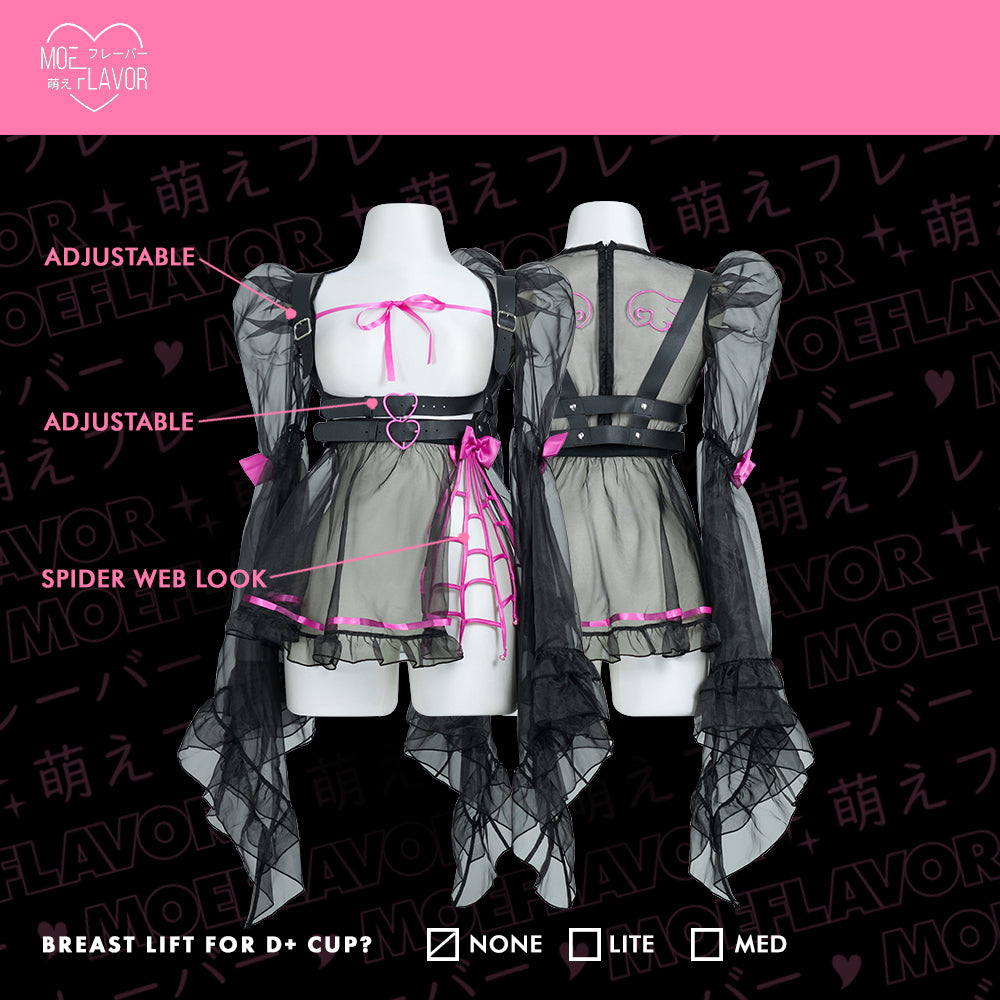 Goth Angel Ruffled Lace Sheer Dress