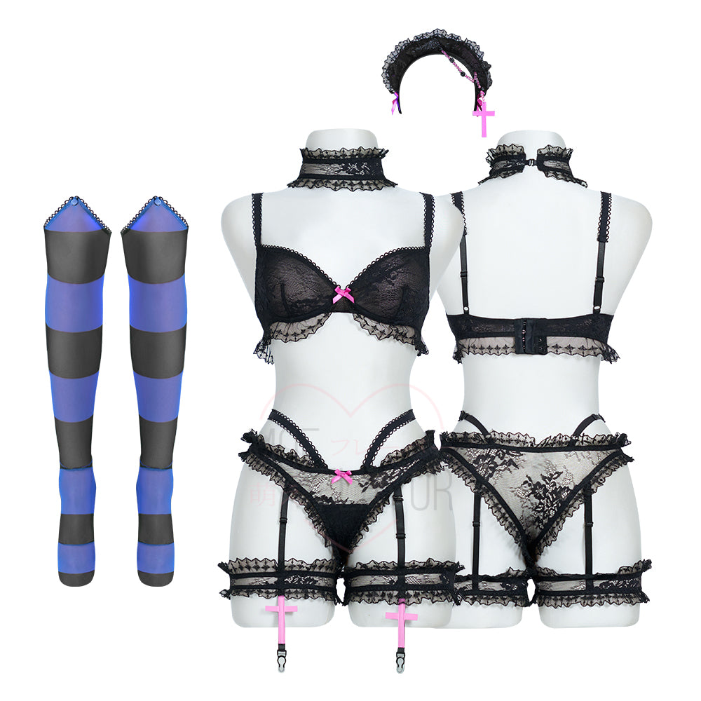 Pre-Order Goth Angel Ruffled Lace Lingerie