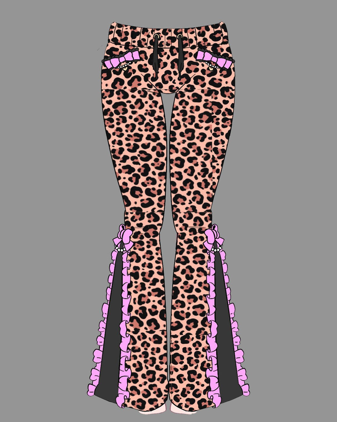 Gyaru Bow Kitty Leopard Pants - MOEFLAVOR - Waifu Inspired Fashion and Lingerie Store