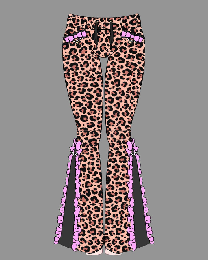 Gyaru Bow Kitty Leopard Pants - MOEFLAVOR - Waifu Inspired Fashion and Lingerie Store