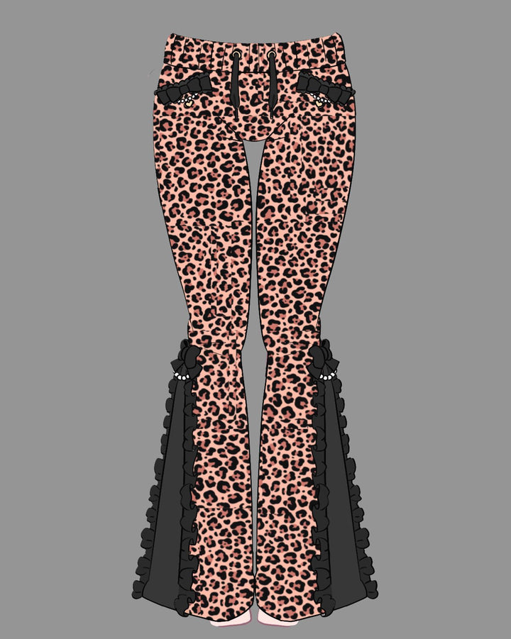 Gyaru Bow Kitty Leopard Pants - MOEFLAVOR - Waifu Inspired Fashion and Lingerie Store