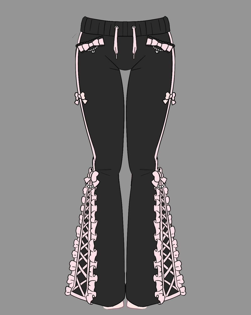 Jirai Kei Bow Track Pants - MOEFLAVOR - Waifu Inspired Fashion and Lingerie Store