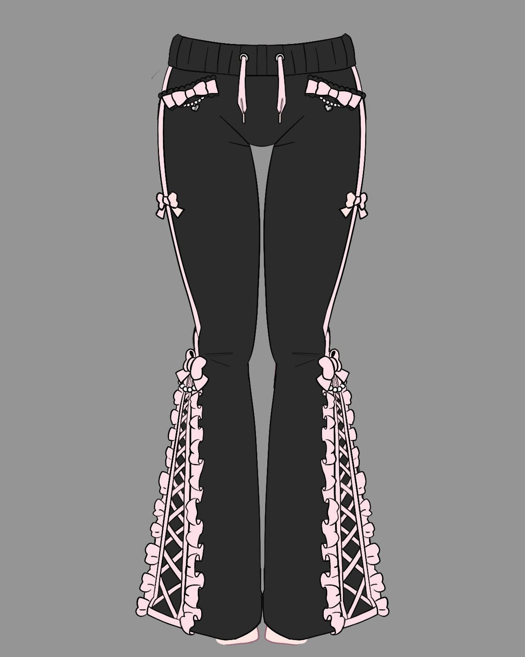 Jirai Kei Bow Track Pants - MOEFLAVOR - Waifu Inspired Fashion and Lingerie Store