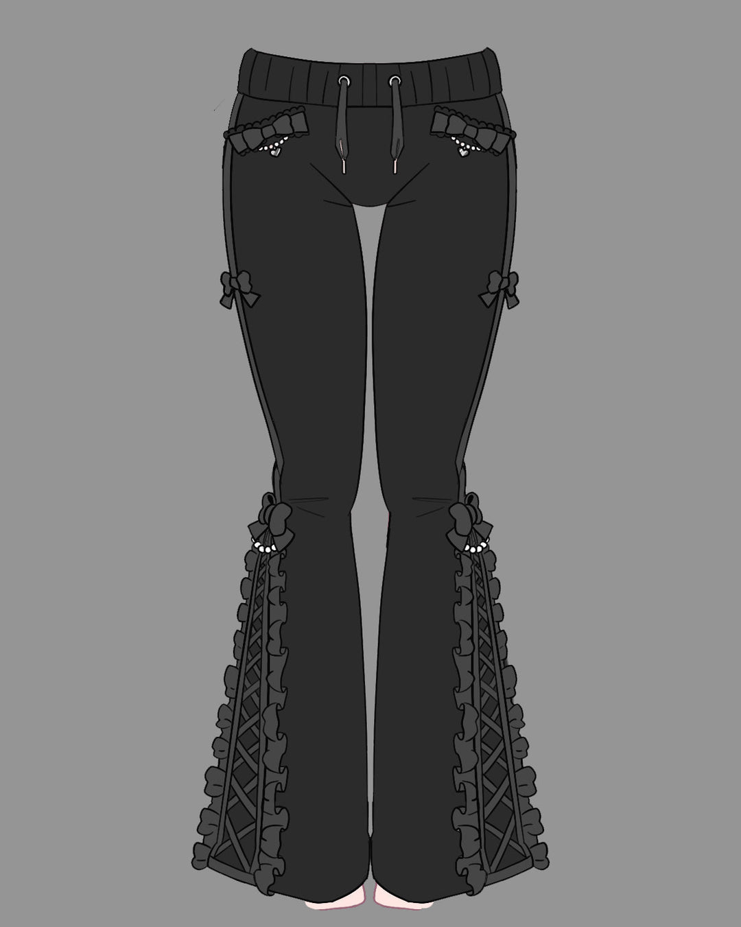 Jirai Kei Bow Track Pants - MOEFLAVOR - Waifu Inspired Fashion and Lingerie Store