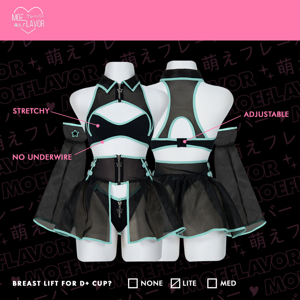 Hologram Heart - Mesh Babydoll Cyber Girl Lingerie Dress