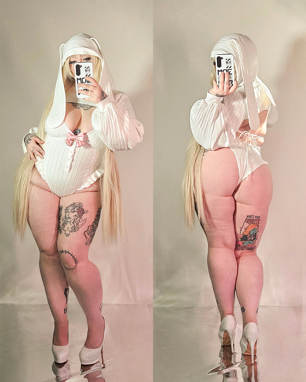 Bunny Hoodie and Bodysuit Sweater