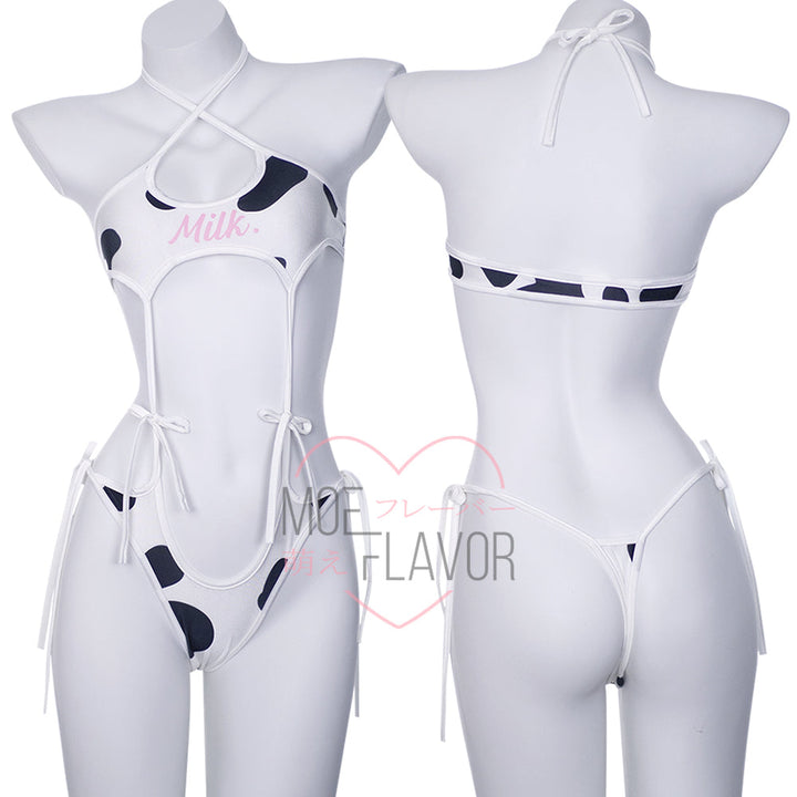 Japanese Sexy Cosplay Cow Drippin In Milk White Lingerie Bodysuit