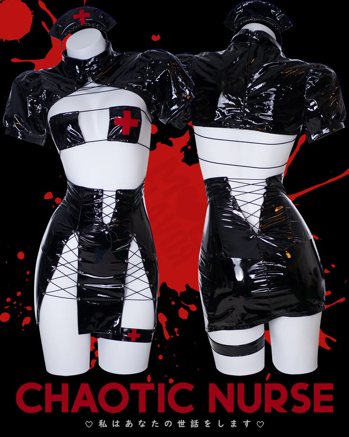Japanese Harajuku Halloween Chaotic Nurse Outfit Black Cosplay MF00500